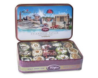 Handmade Turkish Delight Assortment: Gourmet Flavors in Tin Box
