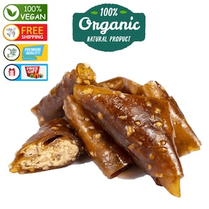 Organic Mulberry Pulp Filled withTurkish Hazelnut Paste,Muska Dessert,Natural,Healthy Pestil Snack,Turkish Delight,Vegan,Gift- FREE SHIPPING