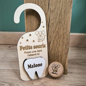 Personalized Little Mouse Tooth Box and Door Hanger Set