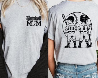 Custom Baseball Mom Shirt, Gift for Sports Mom, Custom Kid Name and Number Tee, Team Spirit Shirt, Game Day Baseball Outfit