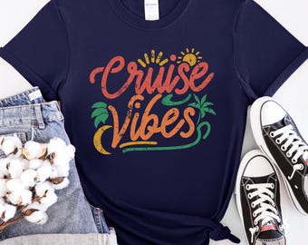 Cruise Vibes Shirt, Retro Tropical Vacation Tee, Summer Beach Trip Shirt, Fun Cruise Outfit, Gift for Traveler, Ocean Vibes T-Shirt