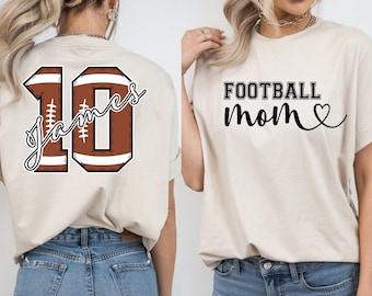 Senior Football Mom Shirt, Personalized Football Mom Tee,Football Mom Shirt With  Name and Number,Senior Mom Football Tee,Class of 2026