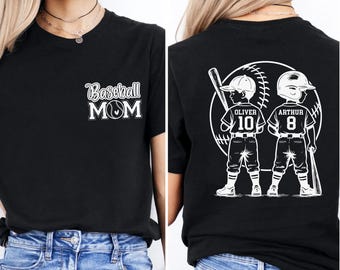 Personalized Sports Mom Shirt, Gift for Baseball Mom, Custom Name and Number Tee, Baseball Game Day Shirt, Team Spirit Outfit