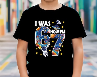 Boys 7th Birthday Sweatshirt, I Was 6 Now I'm 7 Space Shirt, Astronaut Bday Outfit