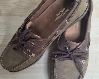 Chaussures bateau vintage en cuir Samuel Windsor Angleterre / Chaussures de pont décontractées pour homme / Pointure 9,5