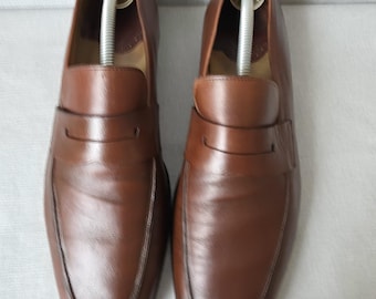 Mocassini vintage Lotusse in pelle, scarpe eleganti da uomo marroni senza lacci, soletta 28 cm / US 10 / EU 43, calzature classiche firmate.