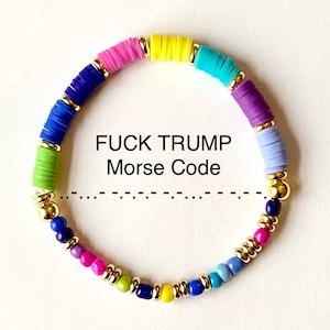 FUCK TRUMP MORSE Code tons de bijoux - Bracelet de l'amitié personnalisé - Bijoux faits main - Vote Blue - Reject Project 2025 - Pas mon président
