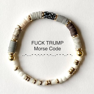 FUCK TRUMP MORSE Code Cobblestone - Custom Friendship Bracelet - Handmade Jewelry - Vote Blue - Reject Project 2025 - Not My President