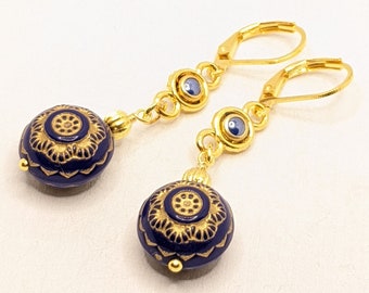 Earrings Vintage Blue Bohemian Gold Light Elegant Romantic VividColors