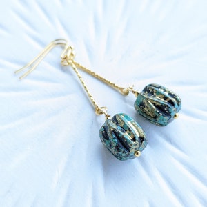 Earrings Vintage Gold Black Green Antique Oktoberfest Prom Romantic Bridesmaids VividColors