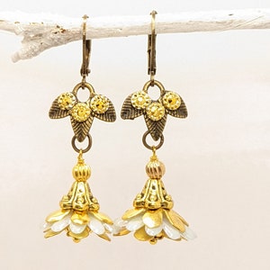 Earrings, Vintage, Bridesmaids, Antique, Bronze, Gold, Blue, Boho Chic, Bohemian, Vividcolors