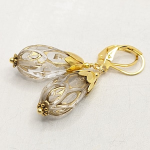 Earrings, Vintage, Nostalisch, Flower, Gold, Antique, Oktoberfest, Prom, Romantic, Bridesmaids, VividColors