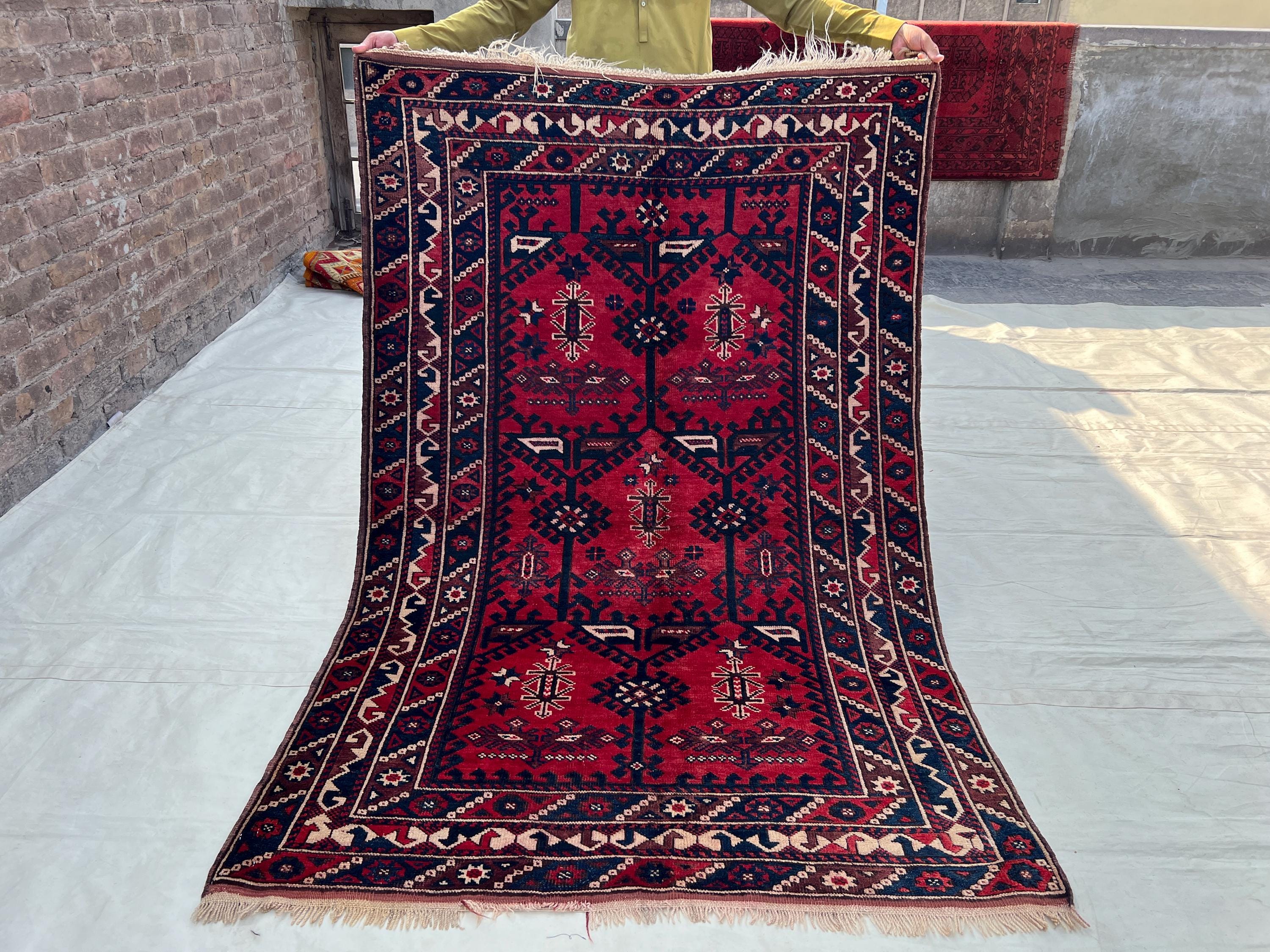 4'0x6'3フィート、幾何学模様のトルコウールラグ、オリエンタルラグ