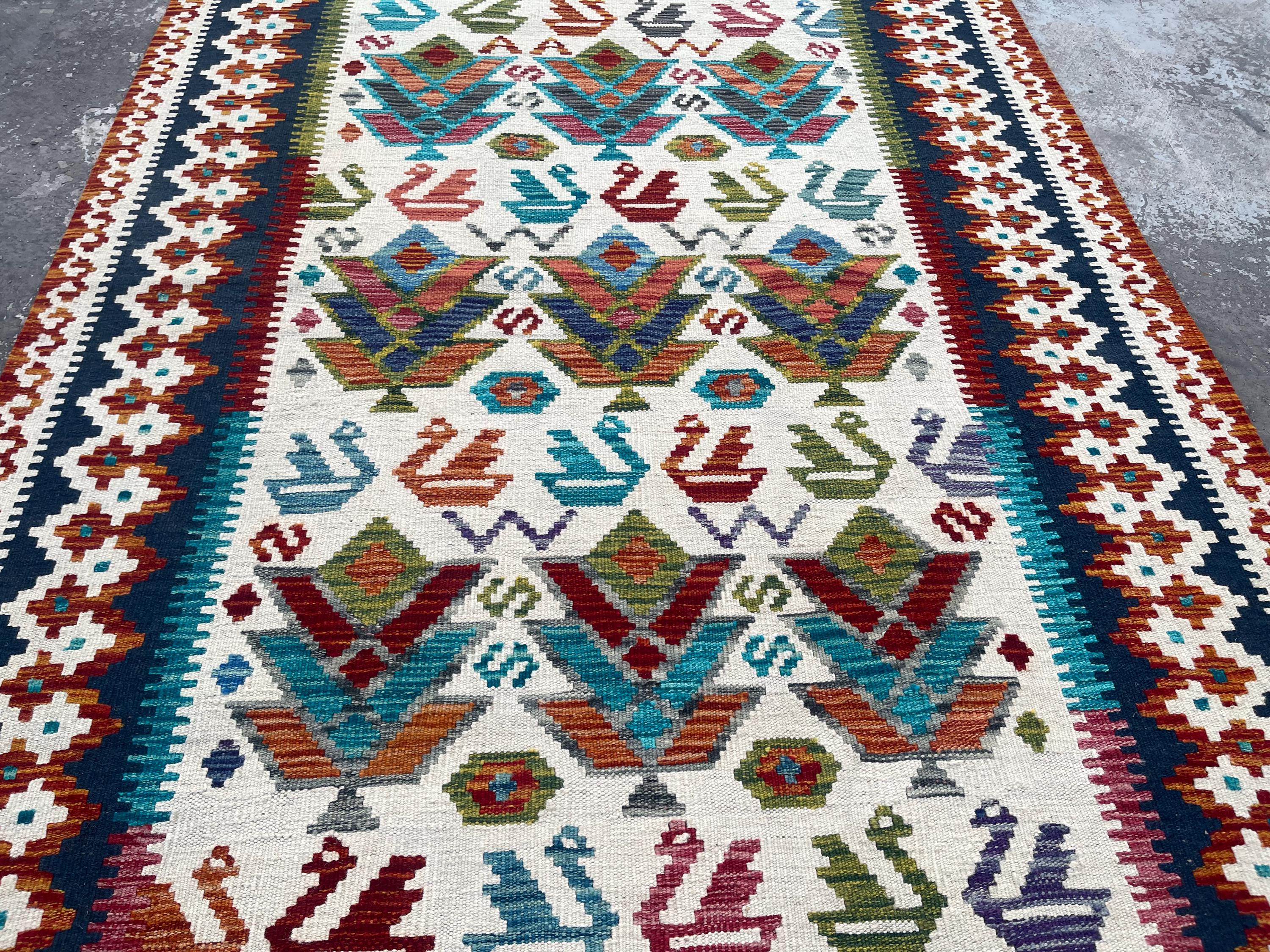 4 x 26 フィート マルチカラー ハンドメイド アフガン ランナー ラグ