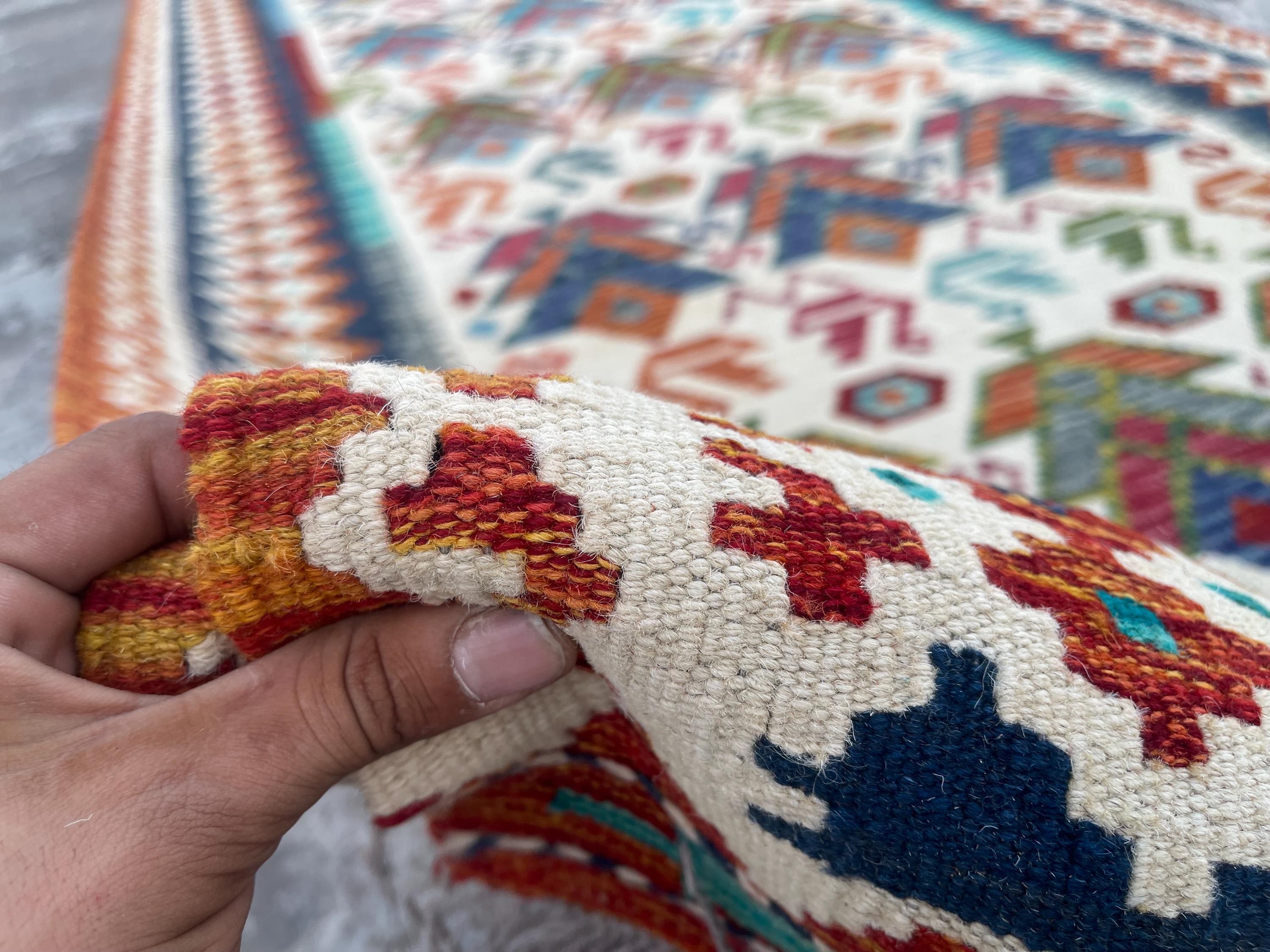 4 x 26 フィート マルチカラー ハンドメイド アフガン ランナー ラグ