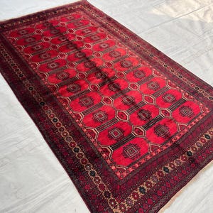 Vintage Afghan Wool Rug: Zahir Shahi Bohemian Oriental Rug (4’9x8’0 ft.)