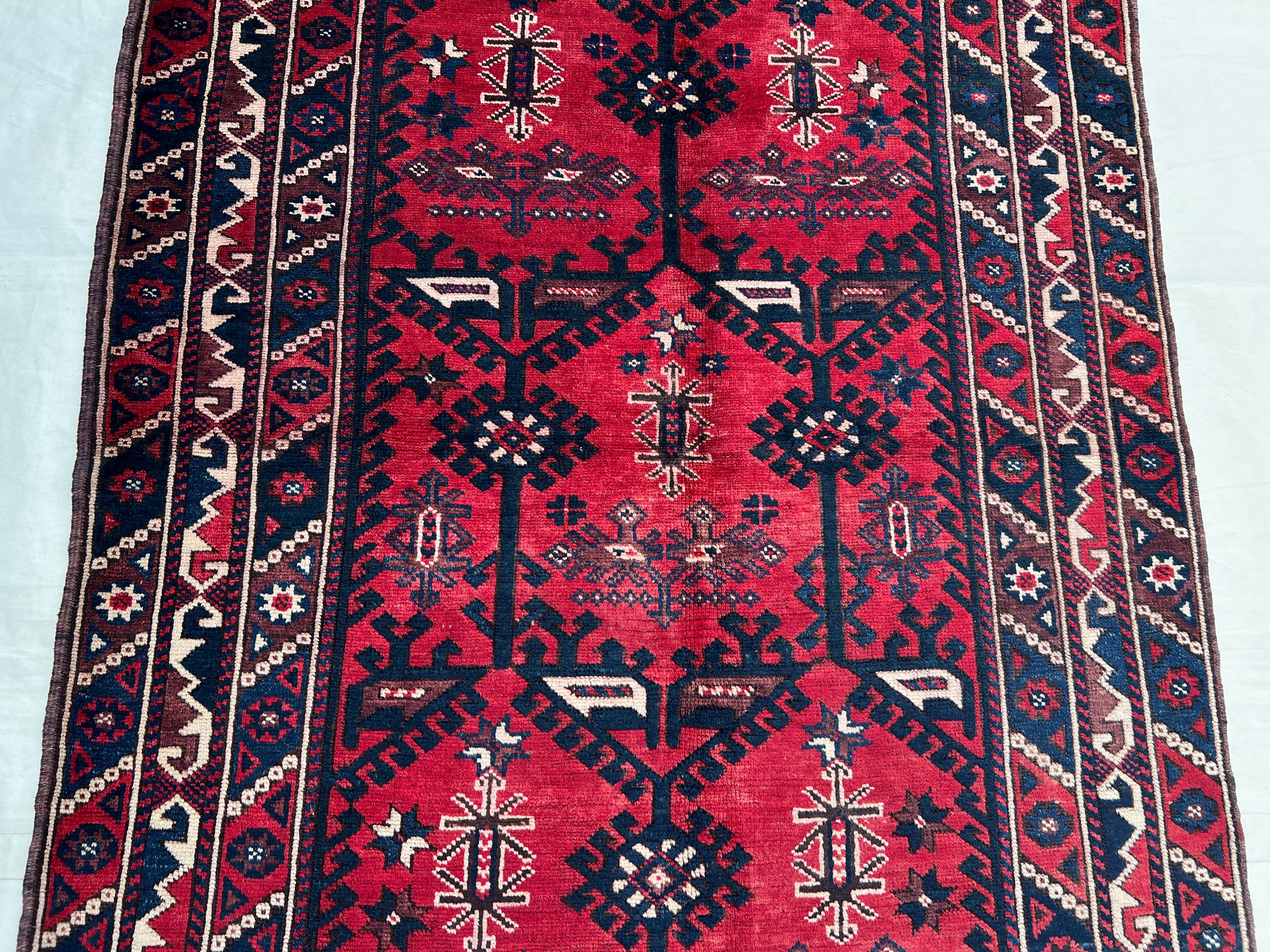 4'0x6'3フィート、幾何学模様のトルコウールラグ、オリエンタルラグ