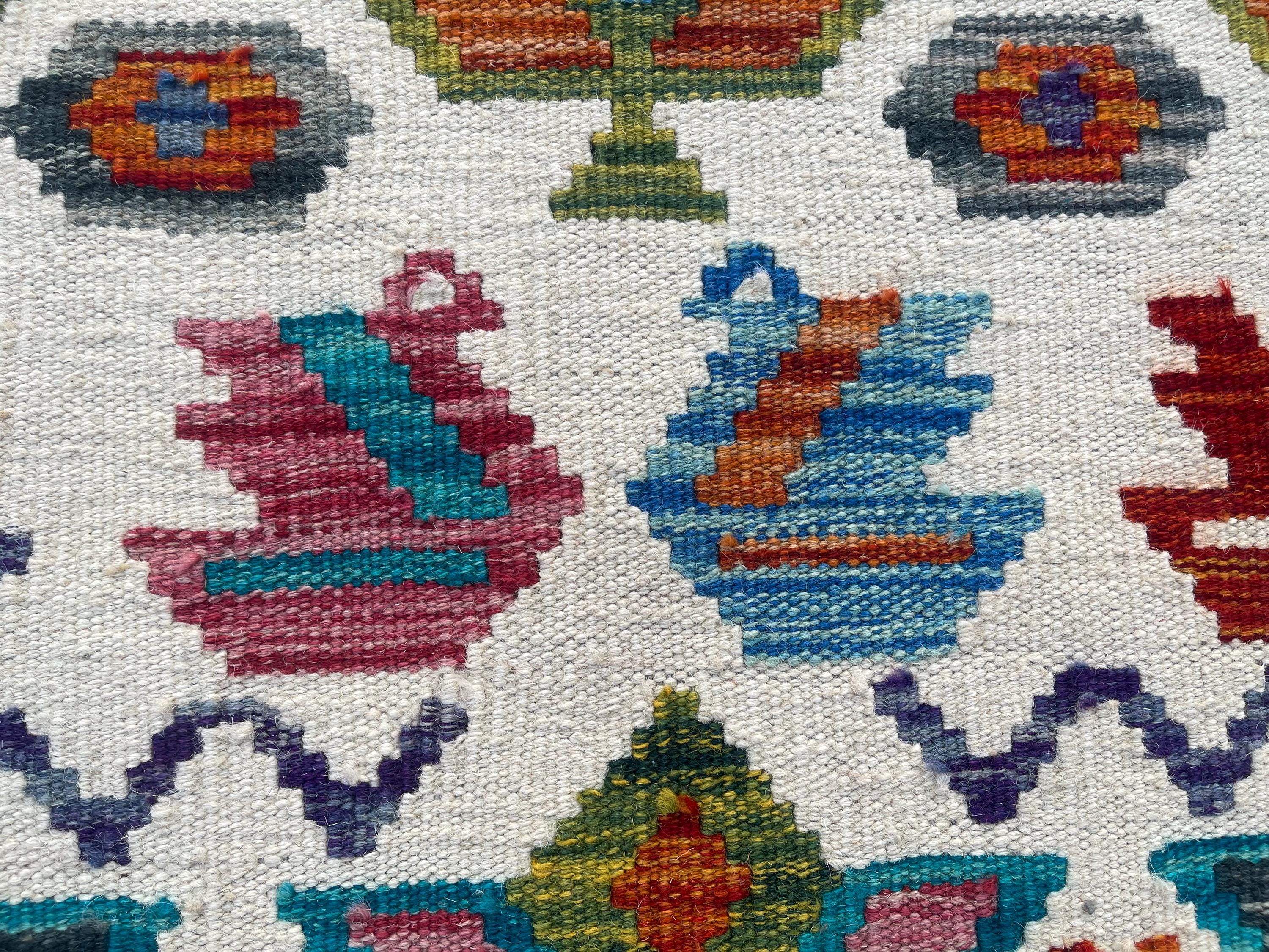 4 x 26 フィート マルチカラー ハンドメイド アフガン ランナー ラグ