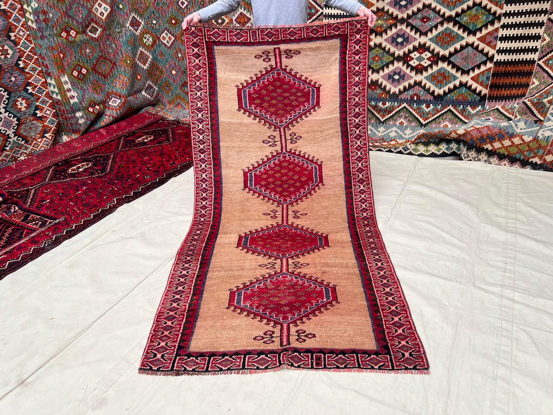 4x8 Ft Persian Handmade Wool Rug, 8 Ft Runner Rug for Hallway, Camel ...