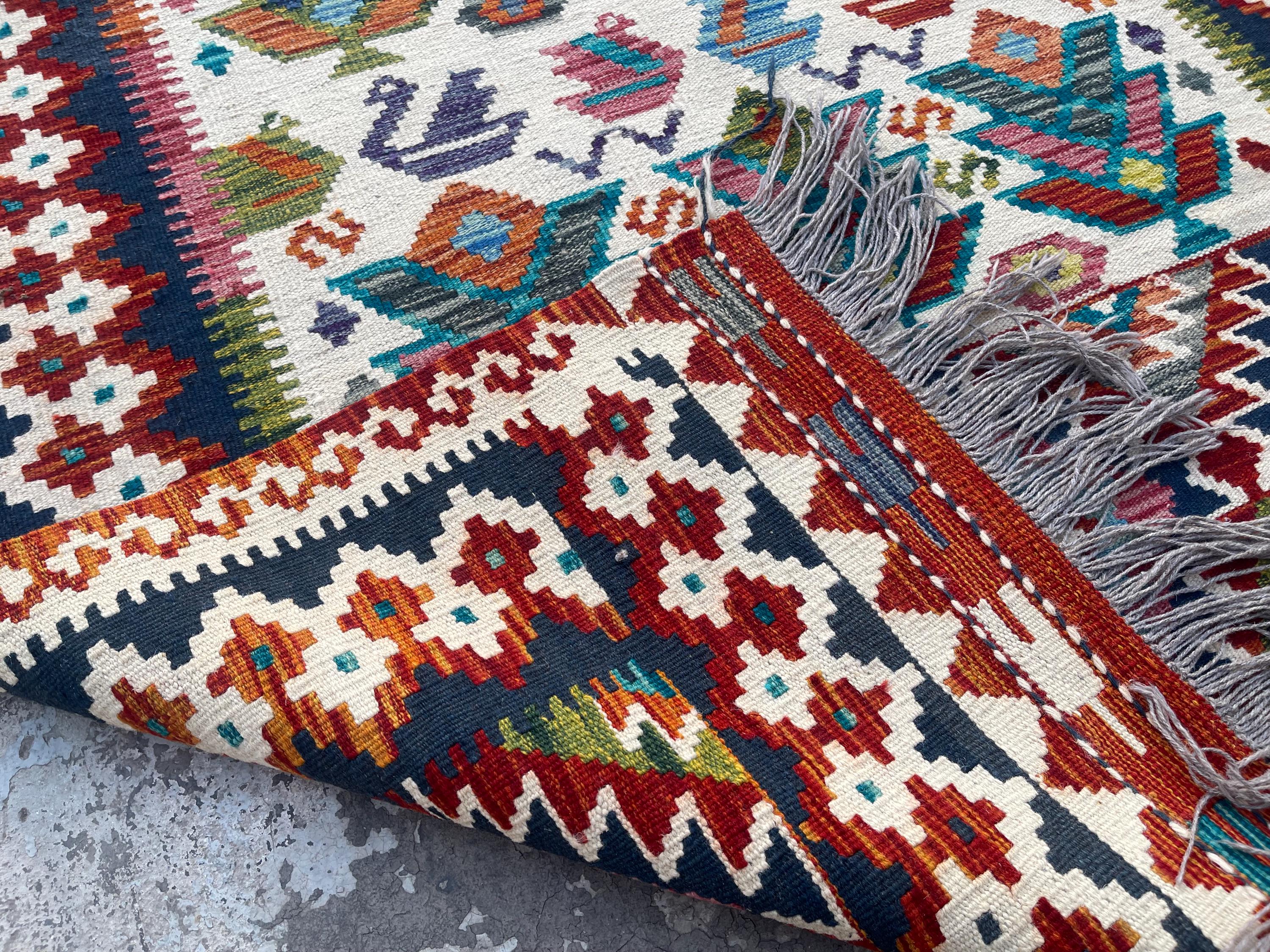 4 x 26 フィート マルチカラー ハンドメイド アフガン ランナー ラグ