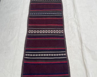 2x8 Vintage Red Striped Afghan Wool Kilim Runner - Geometric Kilim Runner for Stairways - Tribal Kilim Runner Rug - Authentic Vintage Runner