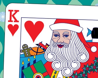 15 Holiday Greeting Cards: Santa King of Hearts