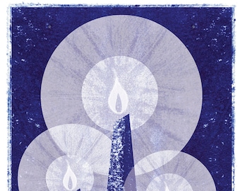 1 Holiday Card: Candle Monotype Collage