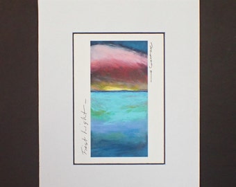 First Light is a signed Giclee print of an original painting by John Manzo, 5 x 7 in 8 x 10 mat