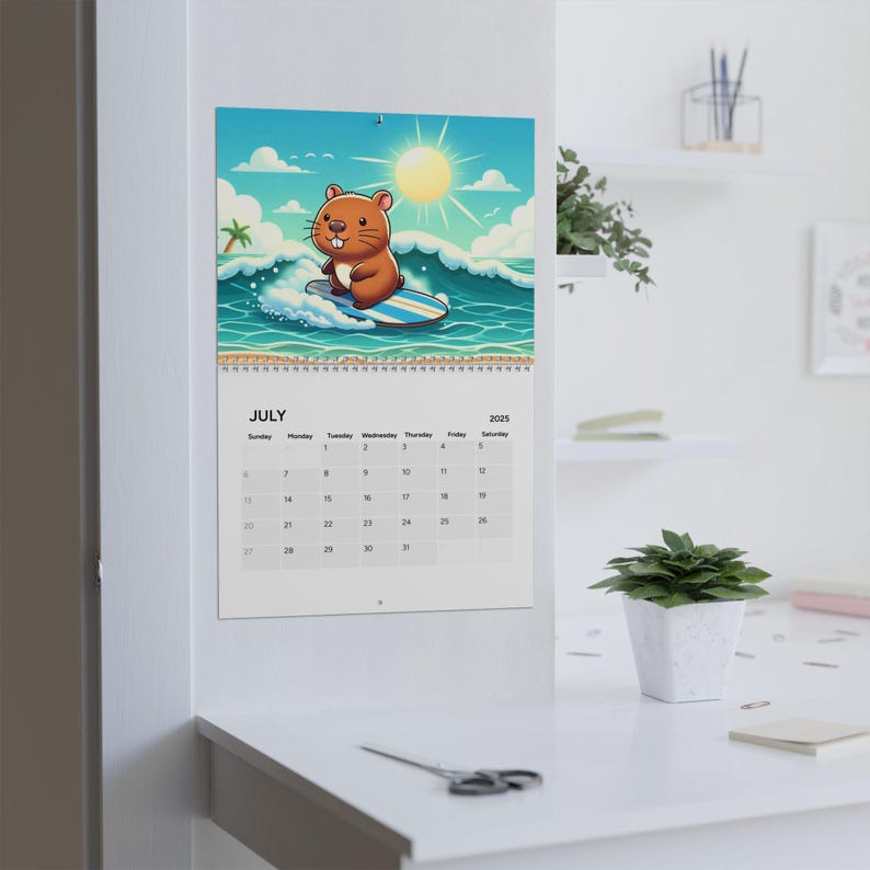 2025 Calendar Cute Capybara, Wall Calendar 12 Months of Adorable
