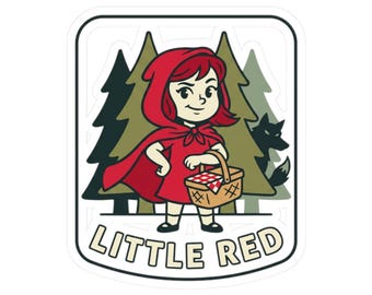 Pegatinas de vinilo troqueladas de primera calidad con diseño de Caperucita Roja, ideales para amantes de los libros, portátiles, decoración de clásicos literarios o como regalo para profesores.