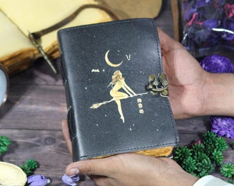Sun & Moon Leather Journal: Vintage Spell Book of Shadows Grimoire