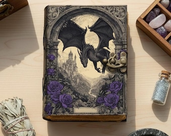 Drachen Lederbuch: Handgemachtes Buch der Schatten mit Büttenpapier