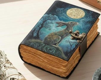 Personalized Bunny Leather Grimoire: Gothic Book of Shadows