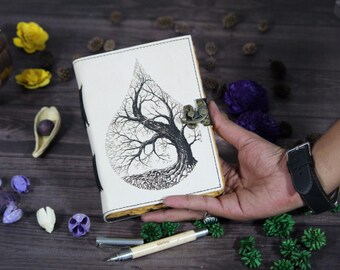 Diário de Couro Árvore da Vida: Grimório Vintage, Caderno de Desenhos, Livro das Sombras