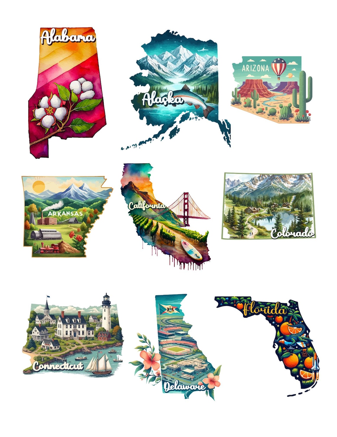 USA State Shape Sticker: Waterproof Vinyl Decal - Etsy