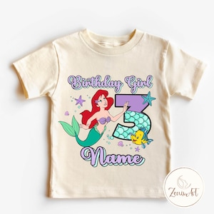 Little Mermaid Birthday Shirt, Ariel Birthday Girl Tee, Custom Name Mermaid T-Shirt, Disney Princess Family Matching Tee, Ariel Mama Tshirt