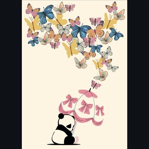 Affiche Panda - Affiche numérique Papillons