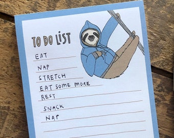 Sloth To Do List Notepad