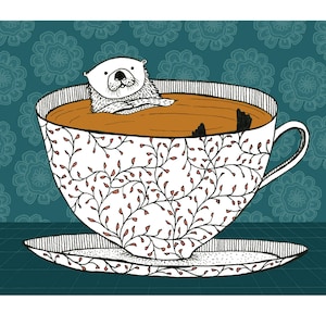 Tea Otter illustration print