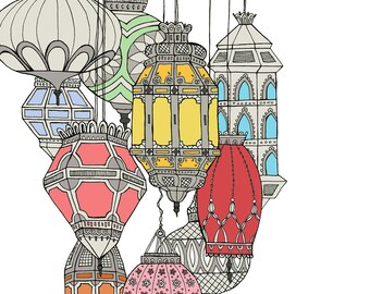 Colorful Moroccan Lanterns Print