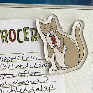 Cat with a Popsicle Refrigerator Magnet image 1