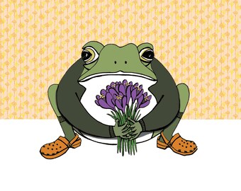 Croak-us: Toad with Crocuses Print