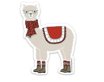 Arlo the Alpaca vinyl illustration sticker