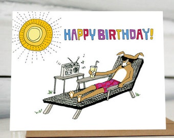 Birthday Sunny Day Dog Lounger card
