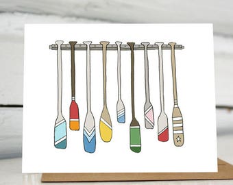 Oars and paddles greeting card.