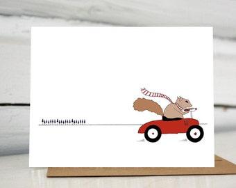 Squirrel Driving Car Greeting Card