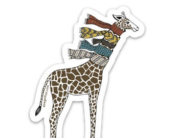 Giraffe with Scarves vinyl sticker