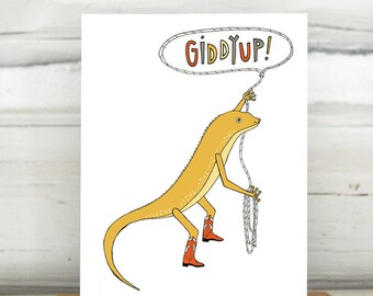 Giddyup Lizard greeting card Graduation Celebration Congratulations