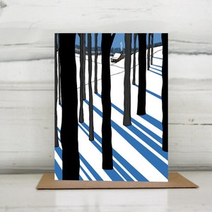 Snowy Cabin with Long Cool Shadows Holiday Card — Boxed Set of Ten