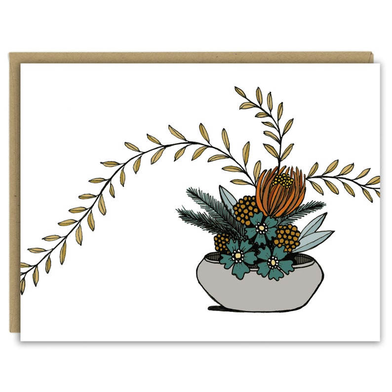 Ikebana Flower Arrangement greeting card image 1